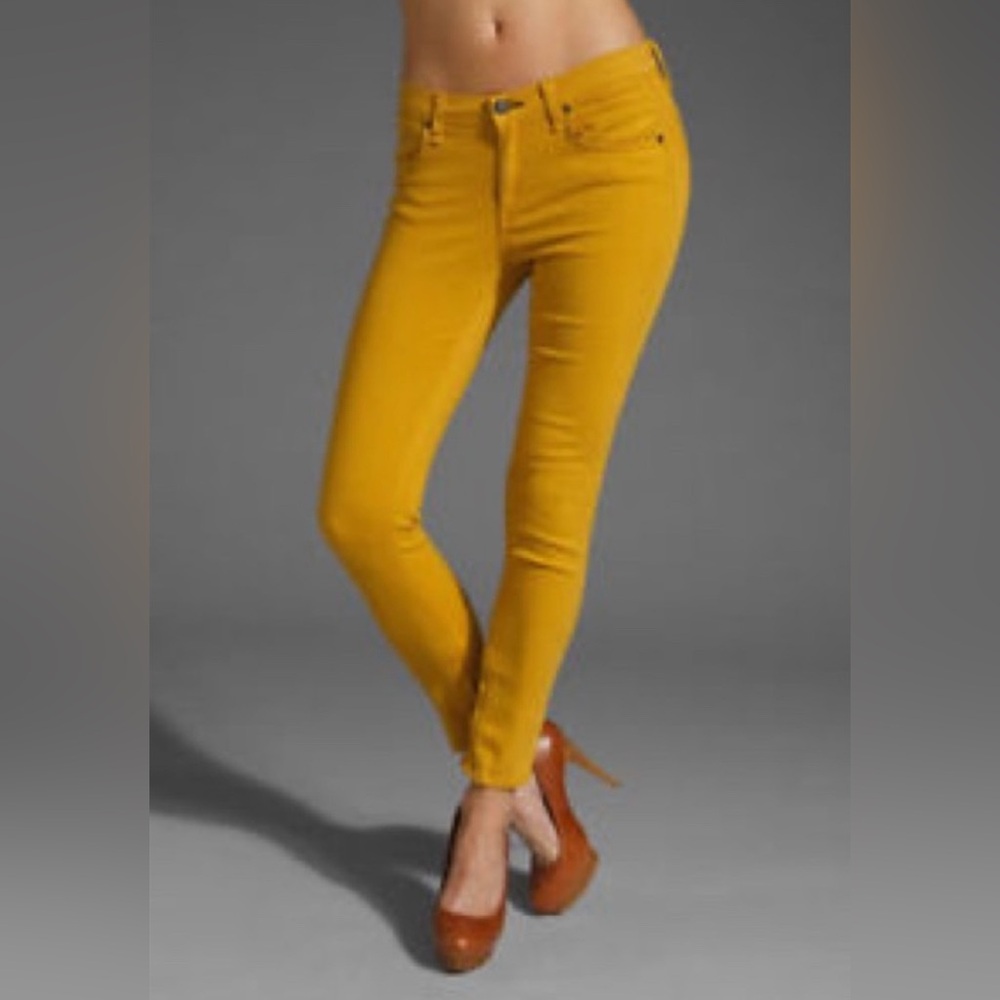 Rag & Bone Golden Mustard Yellow Zipper Capri Jeans (26)